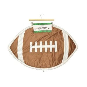 Modern Baby Football Playmat Brown White Padded Tummy Time Mat 23.5" X 36" NWT